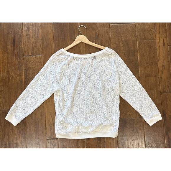 Abercrombie & Fitch Lace Top Women's Medium White Sheer Floral Preppy Cottage - Picture 3 of 8